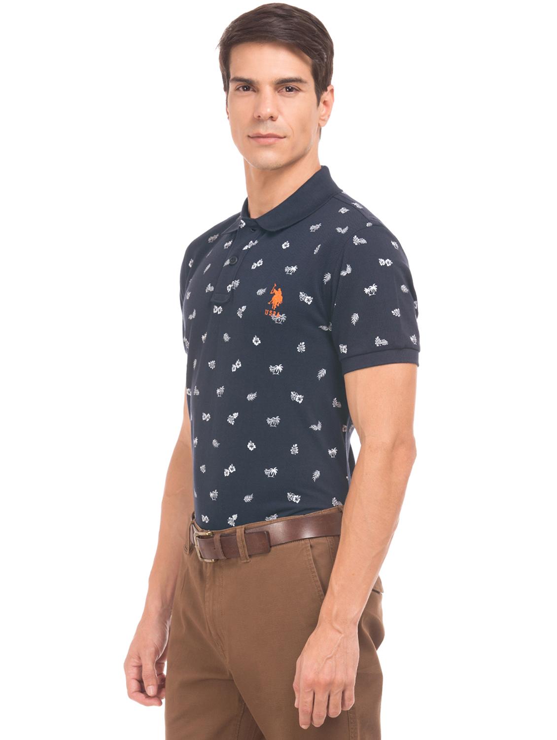 blue printed polo t-shirt - 17631757 - Zoom Image - 2