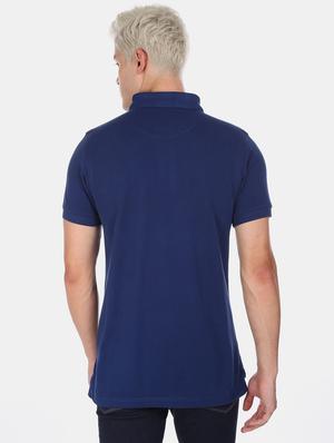 blue solid polo t-shirt - 17631769 - Standard Image - 3