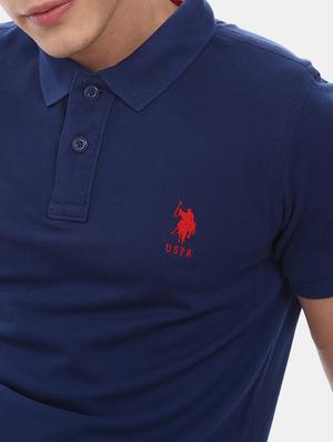 blue solid polo t-shirt - 17631769 - Standard Image - 5