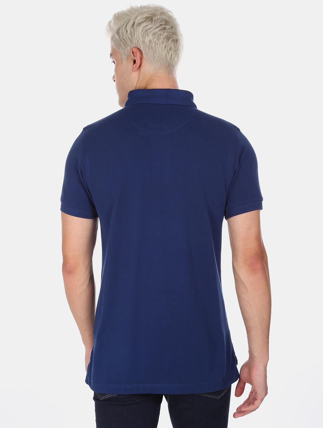 blue solid polo t-shirt - 17631769 - Zoom Image - 3