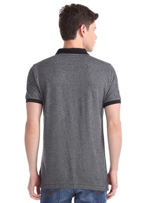 grey solid polo t-shirt - 17631809 - Standard Image - 3