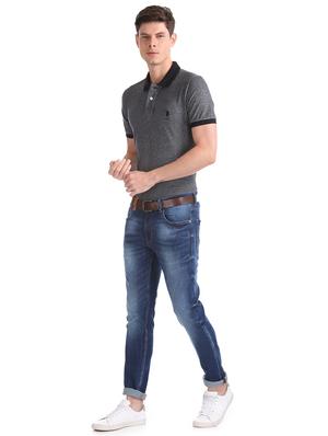 grey solid polo t-shirt - 17631809 - Standard Image - 4