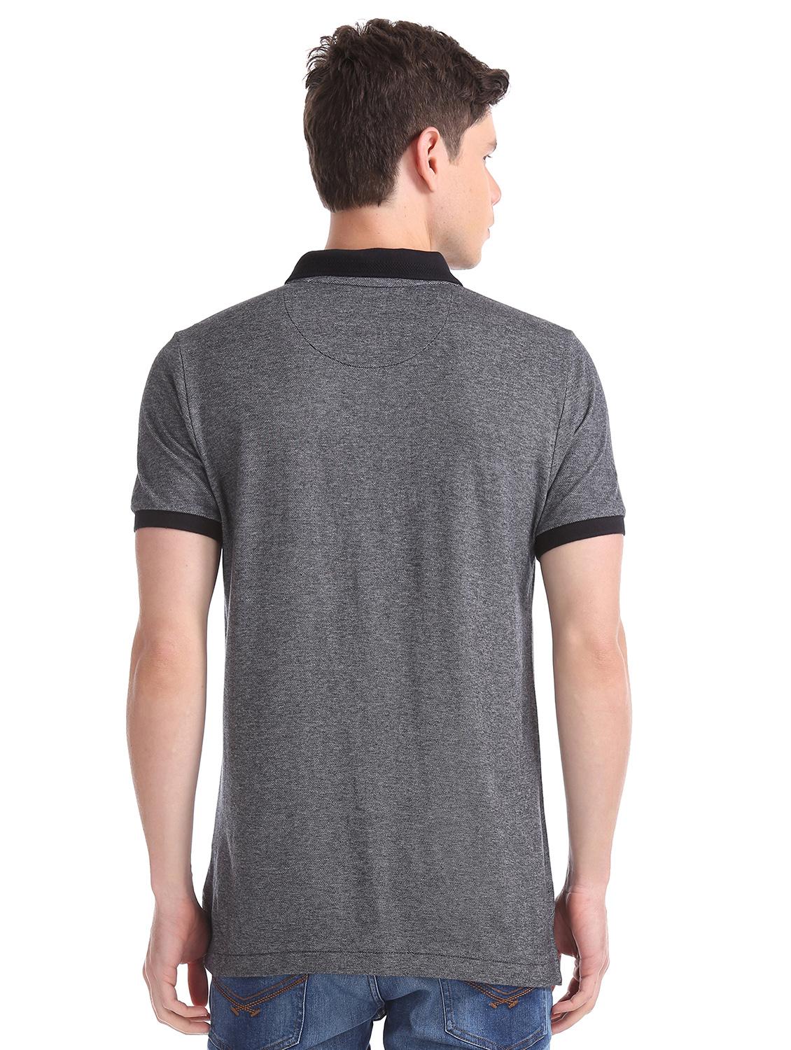 grey solid polo t-shirt - 17631809 - Zoom Image - 3