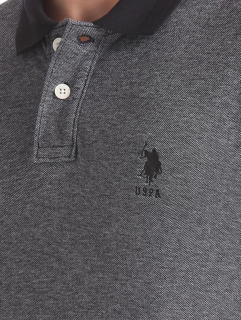 grey solid polo t-shirt - 17631809 - Zoom Image - 5