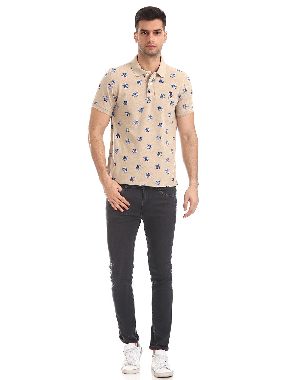 beige floral polo t-shirt - 17631843 - Zoom Image - 4