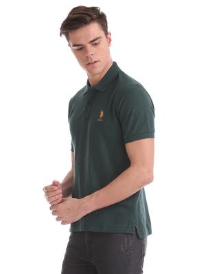 bottle green solid polo t-shirt - 17631861 - Standard Image - 2