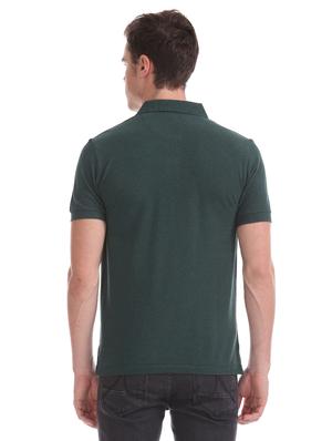 bottle green solid polo t-shirt - 17631861 - Standard Image - 3
