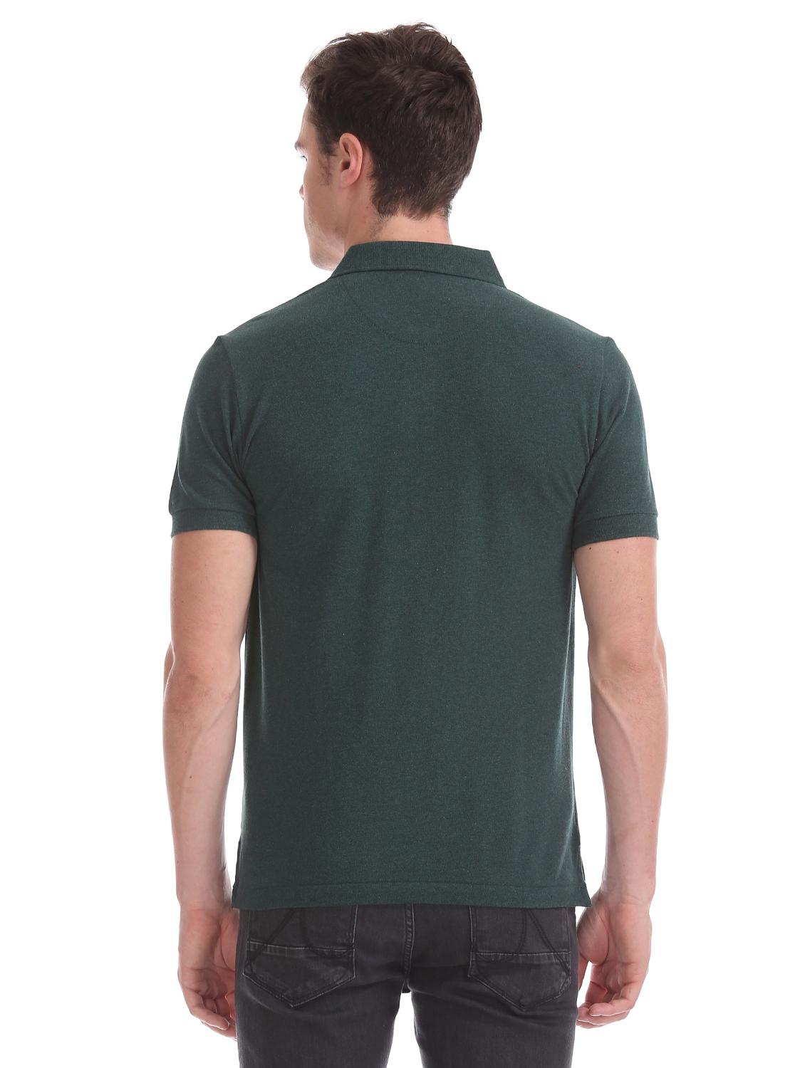 bottle green solid polo t-shirt - 17631861 - Zoom Image - 3