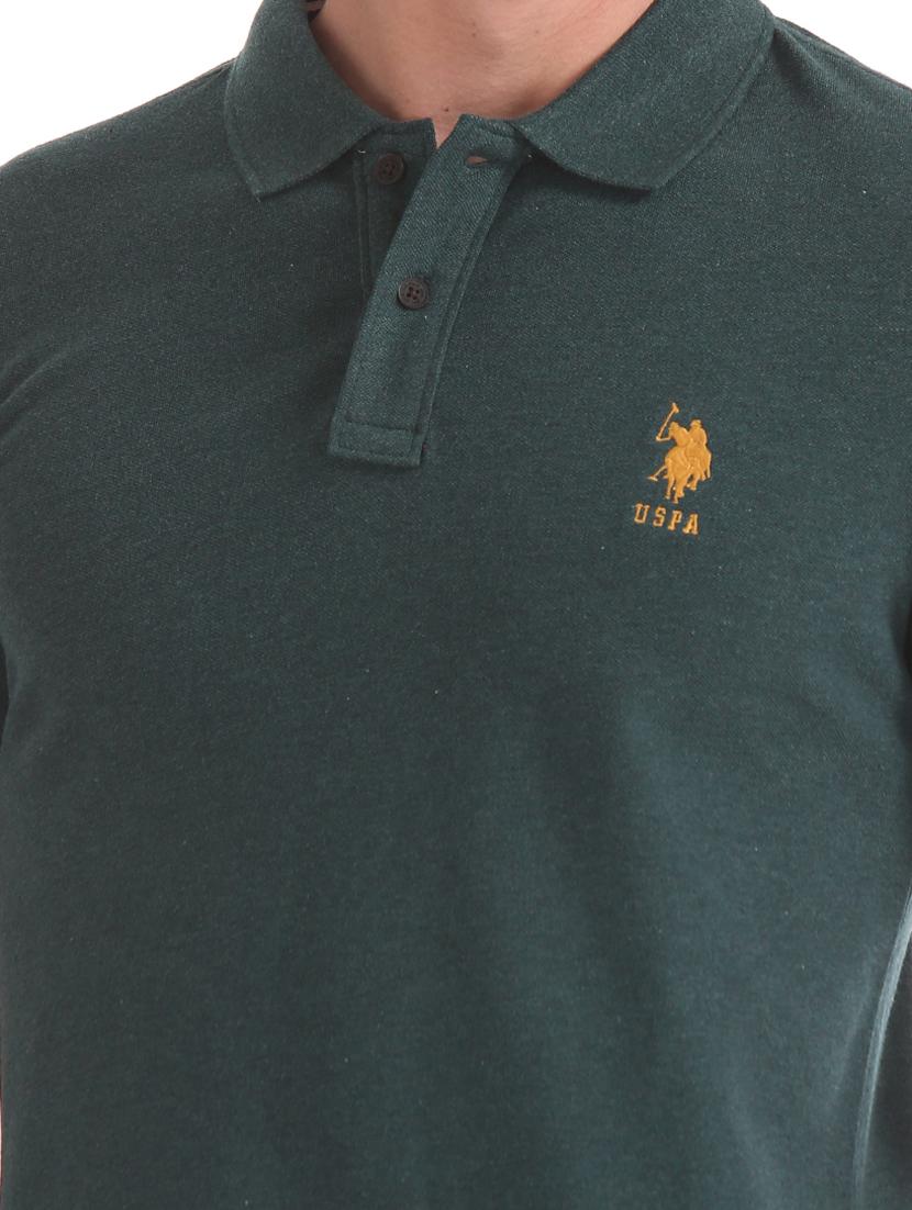 bottle green solid polo t-shirt - 17631861 - Zoom Image - 5