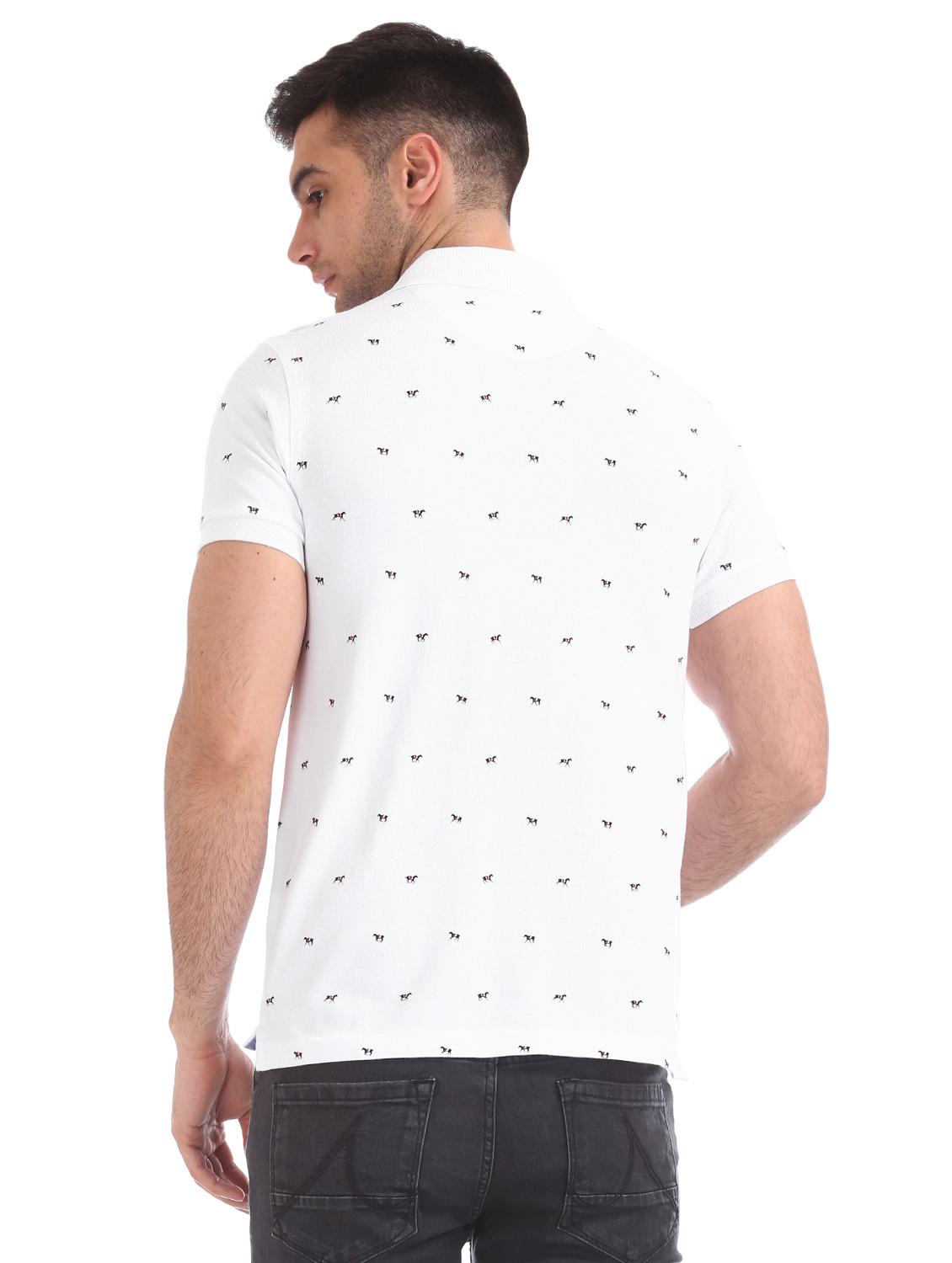 white printed polo t-shirt - 17631862 - Zoom Image - 3