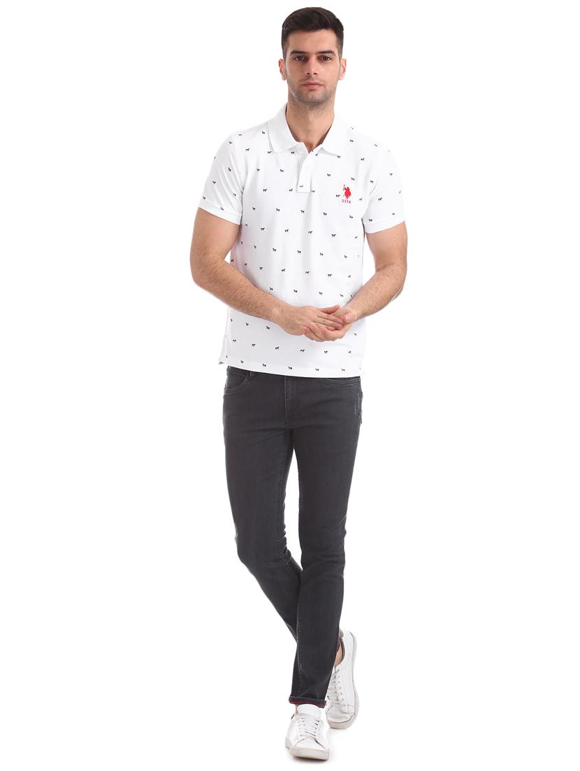 white printed polo t-shirt - 17631862 - Zoom Image - 4