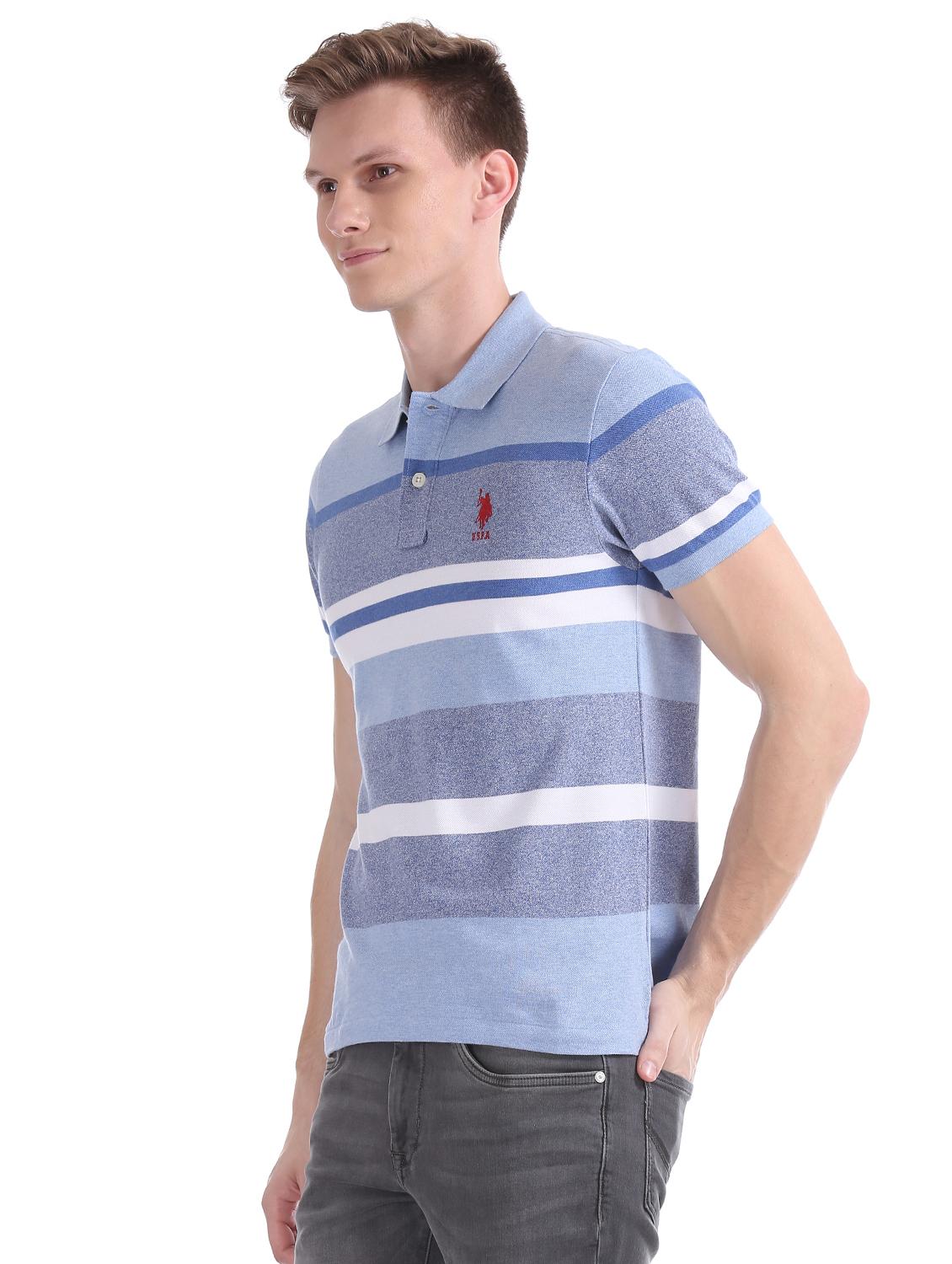 blue striped polo t-shirt - 17631865 - Zoom Image - 2