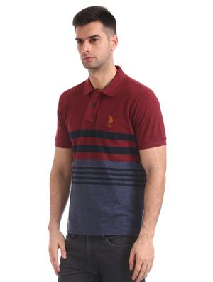 maroon striped polo t-shirt - 17631904 - Standard Image - 2