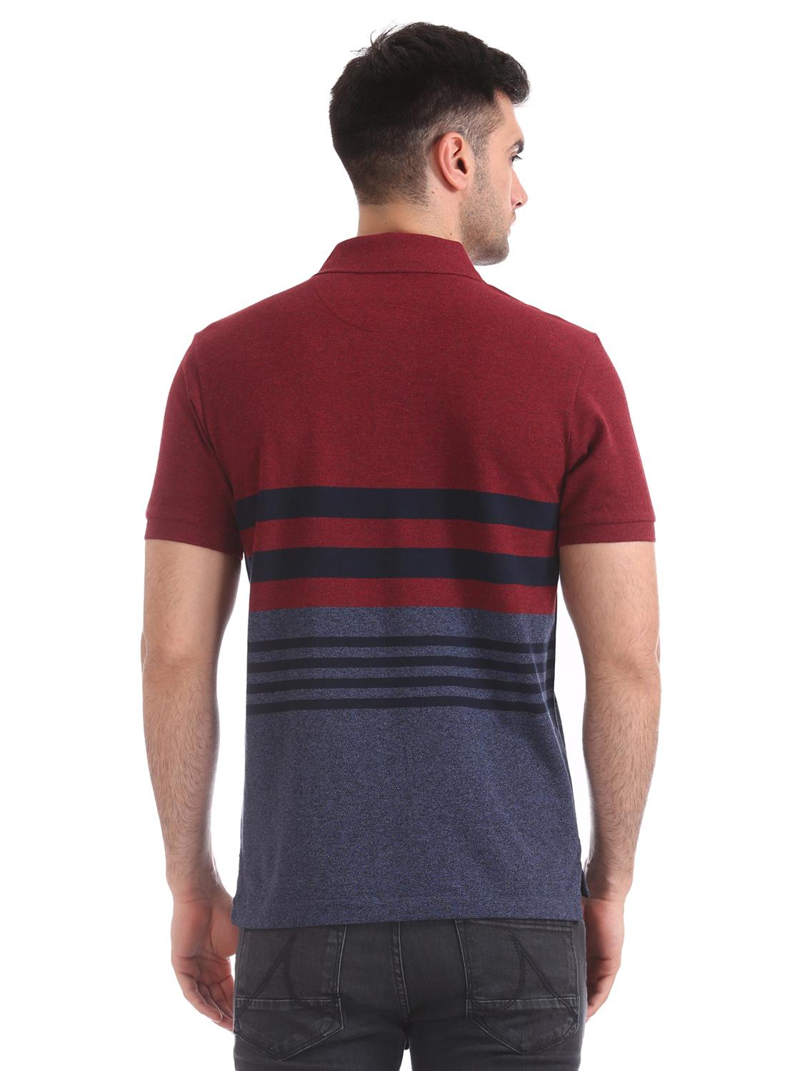 maroon striped polo t-shirt - 17631904 - Zoom Image - 3