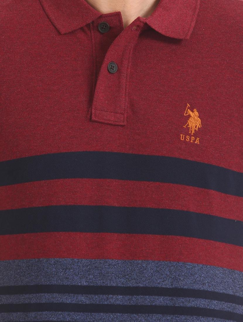 maroon striped polo t-shirt - 17631904 - Zoom Image - 5