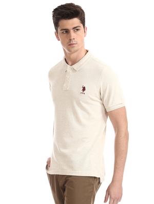 beige solid polo t-shirt - 17631913 - Standard Image - 2