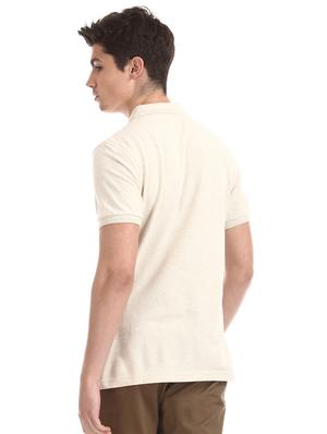 beige solid polo t-shirt - 17631913 - Standard Image - 3
