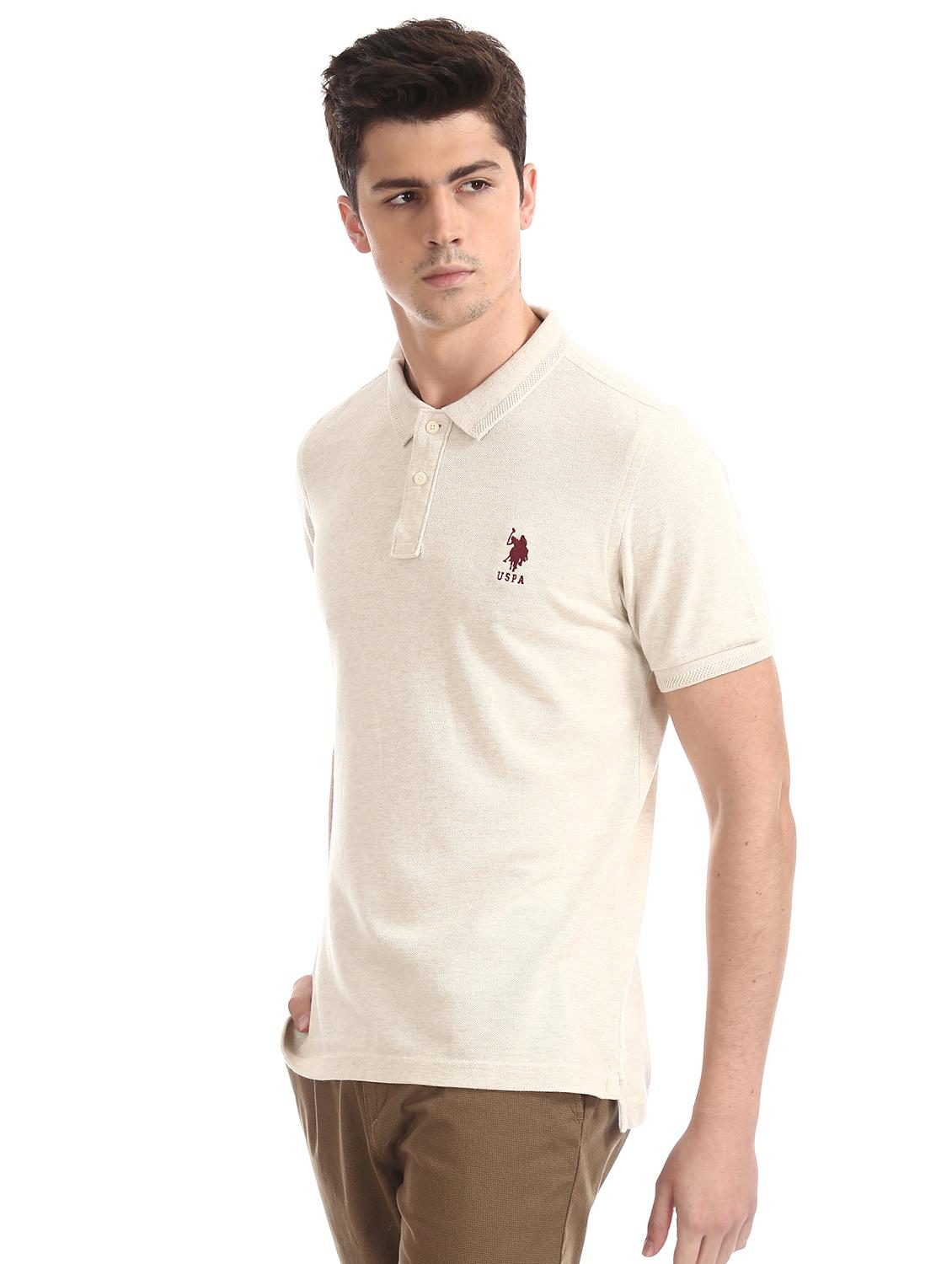 beige solid polo t-shirt - 17631913 - Zoom Image - 2
