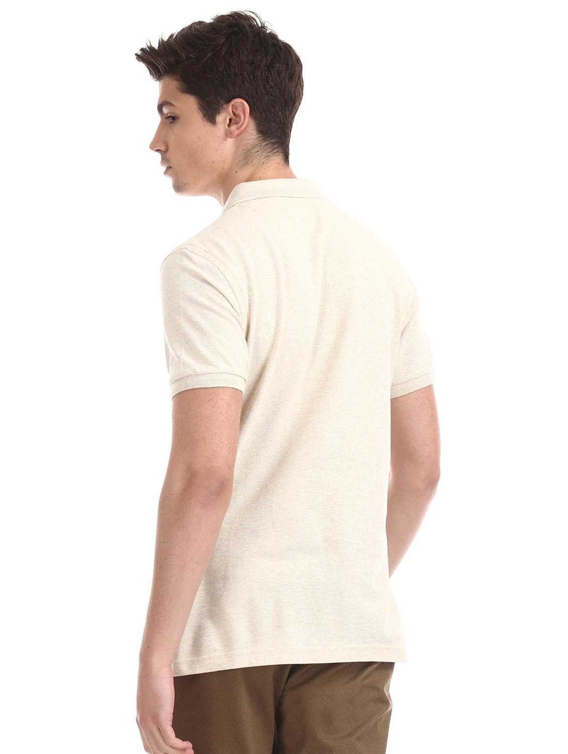 beige solid polo t-shirt - 17631913 - Zoom Image - 3