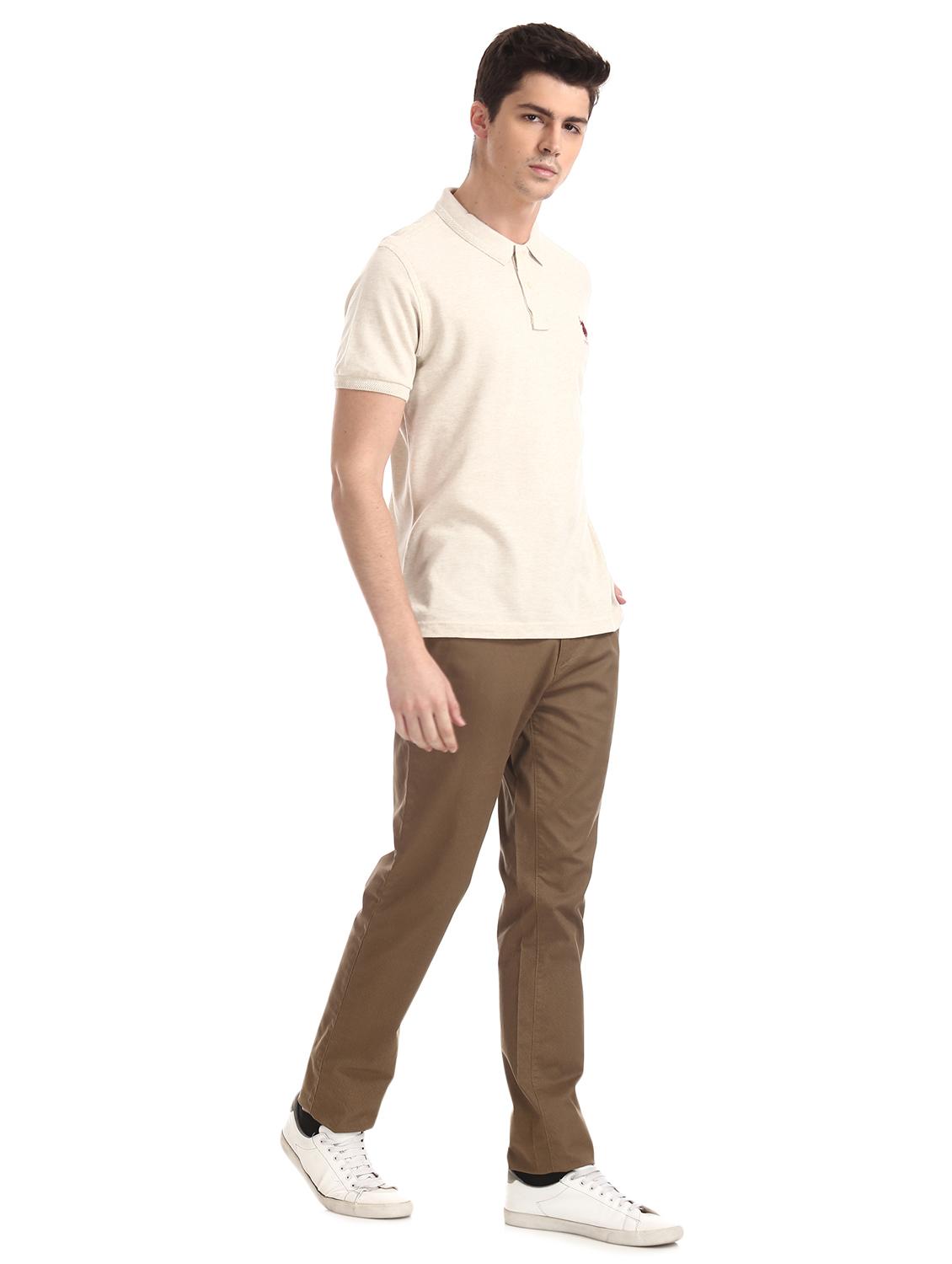 beige solid polo t-shirt - 17631913 - Zoom Image - 4