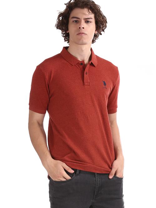 rust orange solid polo t-shirt - 17631923 - Standard Image - 1