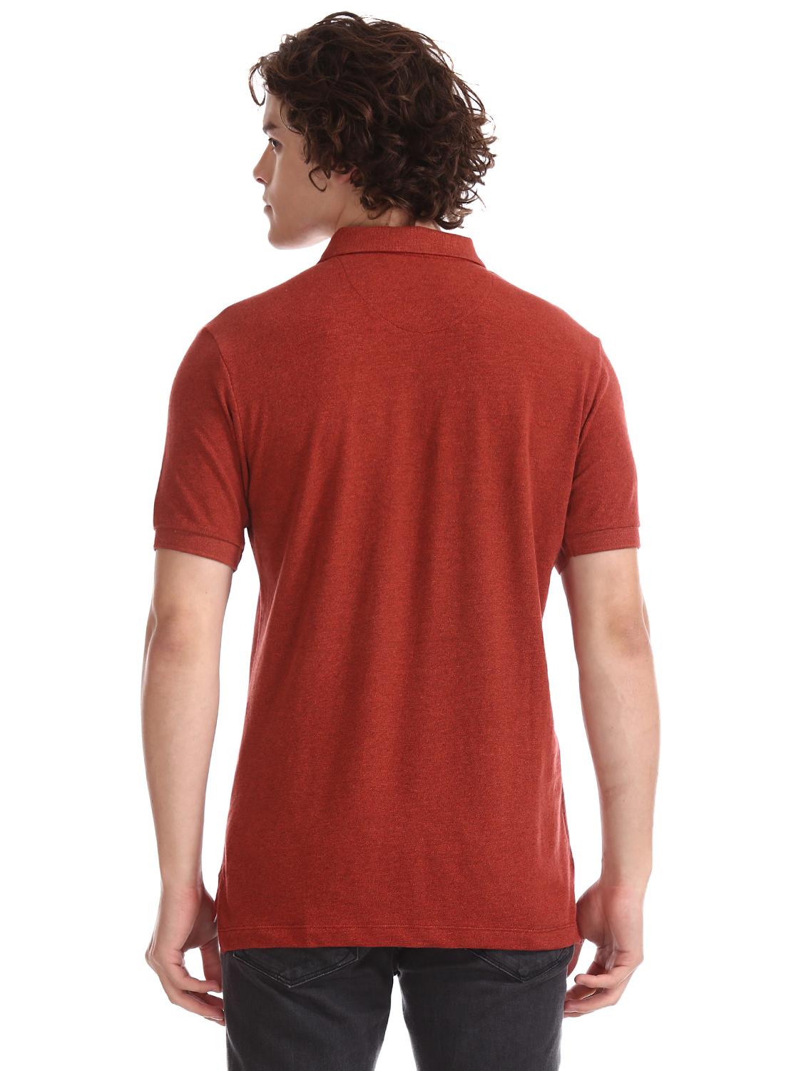 rust orange solid polo t-shirt - 17631923 - Zoom Image - 3