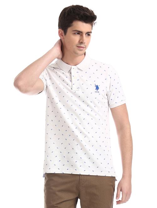 white printed polo t-shirt - 17631928 - Standard Image - 1
