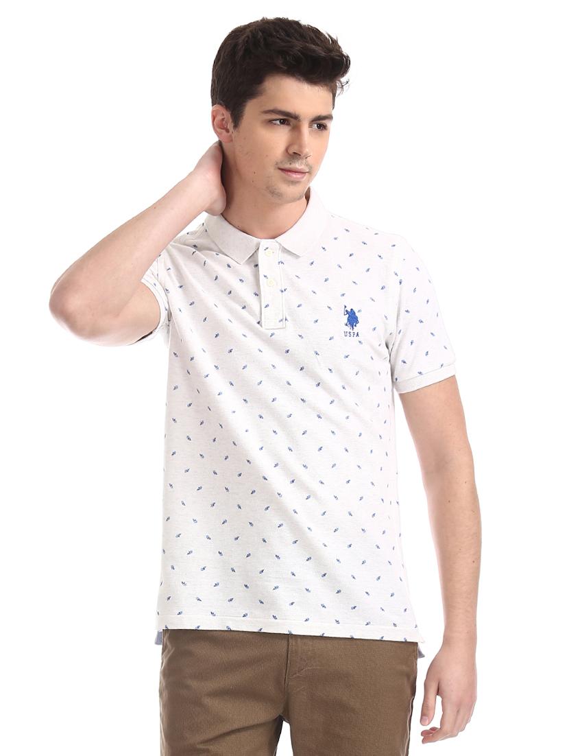 white printed polo t-shirt - 17631928 - Zoom Image - 1