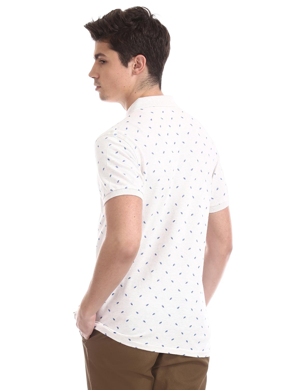 white printed polo t-shirt - 17631928 - Zoom Image - 3
