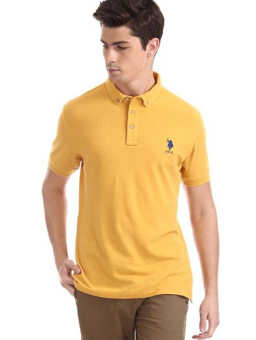 yellow solid polo t-shirt - 17631961 - Very Small Image - 1