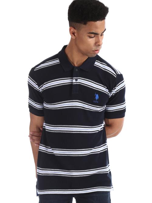 blue striped polo t-shirt - 17631967 - Standard Image - 1