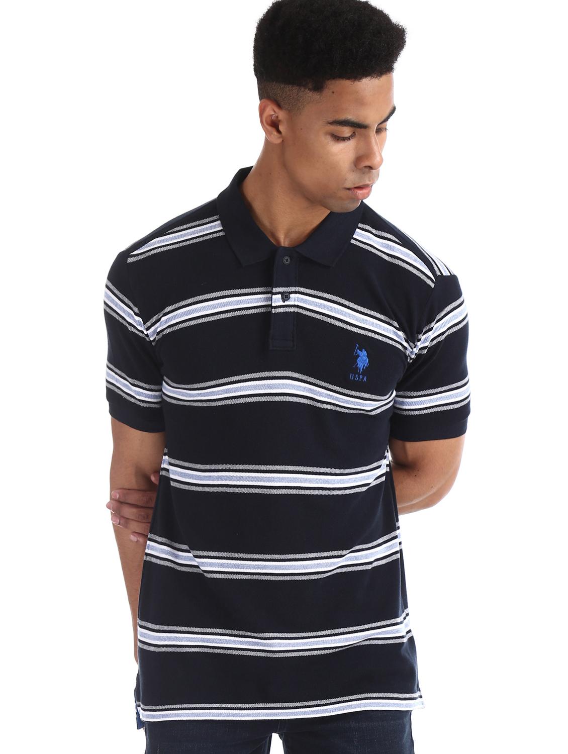 blue striped polo t-shirt - 17631967 - Zoom Image - 1