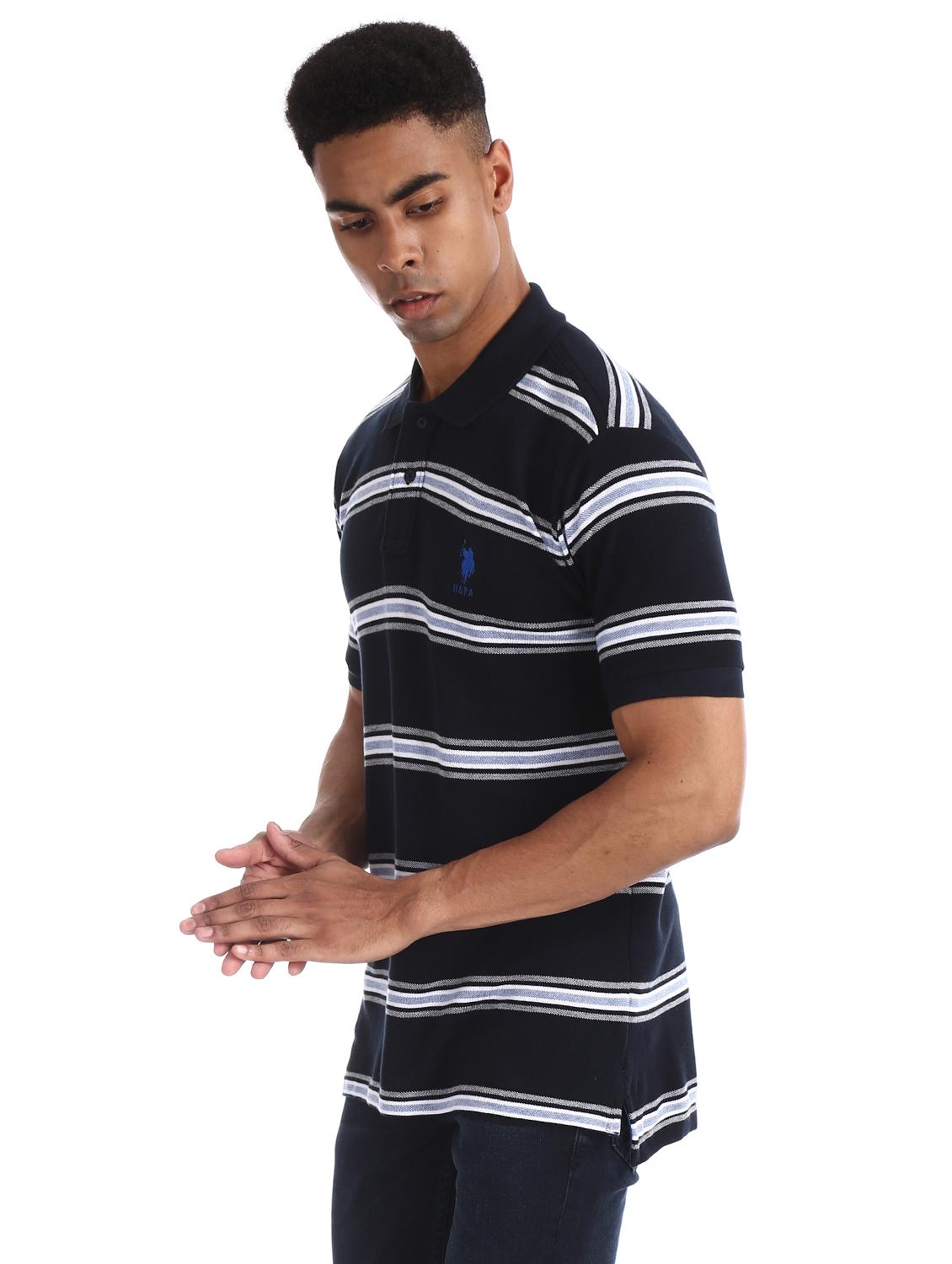 blue striped polo t-shirt - 17631967 - Zoom Image - 2