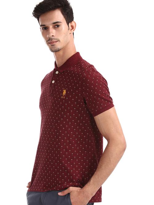 maroon printed casual t-shirt - 17631982 - Standard Image - 1