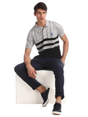 grey striped polo t-shirt - 17631983 - Standard Image - 3