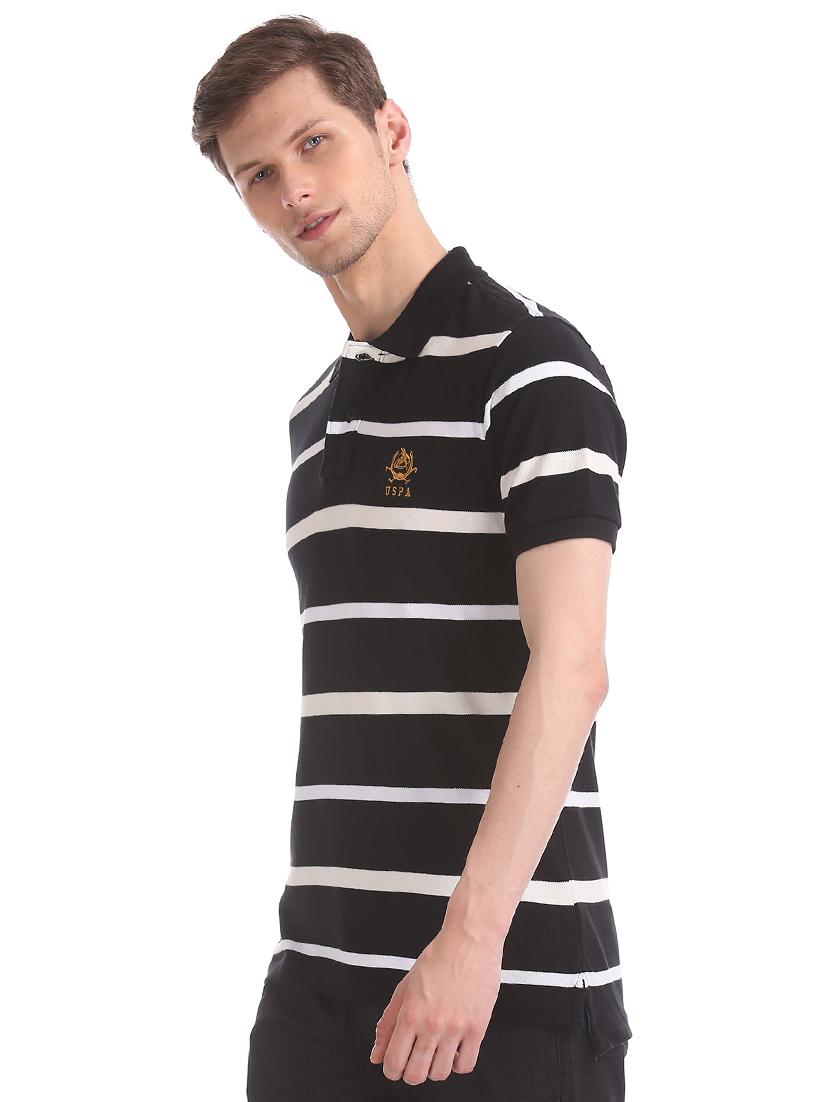 black striped polo t-shirt - 17632006 - Zoom Image - 2