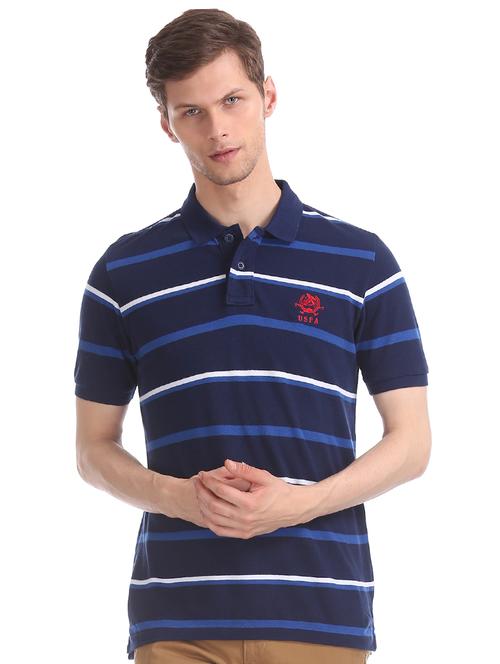 blue stripes polo t-shirt - 17632007 - Standard Image - 1