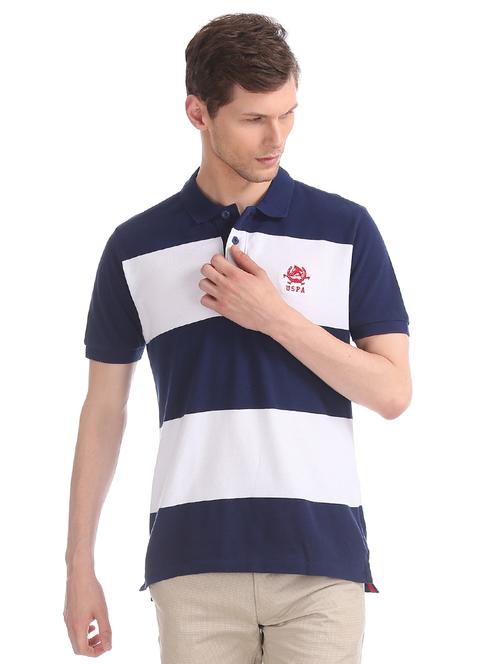 blue striped polo t-shirt - 17632008 - Standard Image - 1
