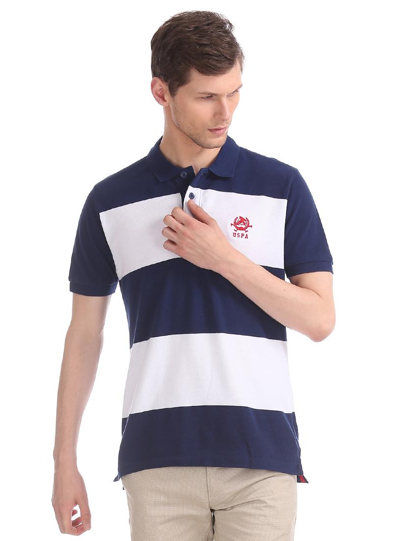 blue striped polo t-shirt - 17632008 - Zoom Image - 1