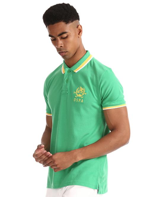 green solid polo t-shirt - 17632010 - Standard Image - 1