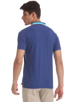 blue solid polo t-shirt - 17632020 - Standard Image - 3