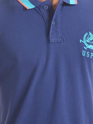 blue solid polo t-shirt - 17632020 - Standard Image - 5