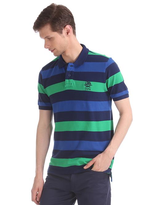 blue striped polo t-shirt - 17632029 - Standard Image - 1