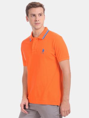 orange solid polo t-shirt - 17632036 - Standard Image - 2