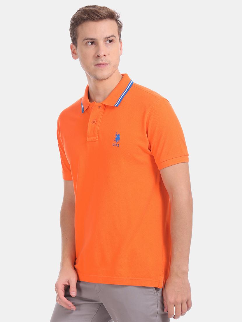 orange solid polo t-shirt - 17632036 - Zoom Image - 2