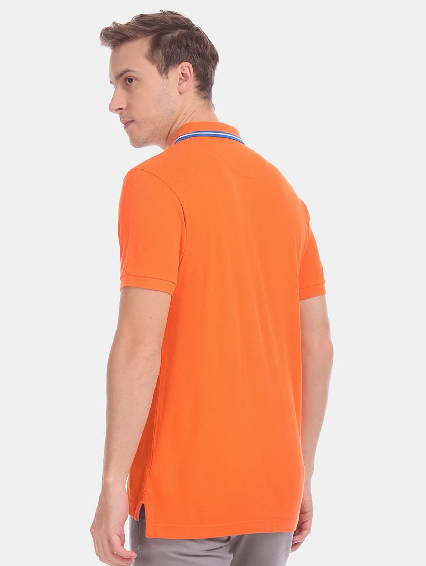 orange solid polo t-shirt - 17632036 - Zoom Image - 3