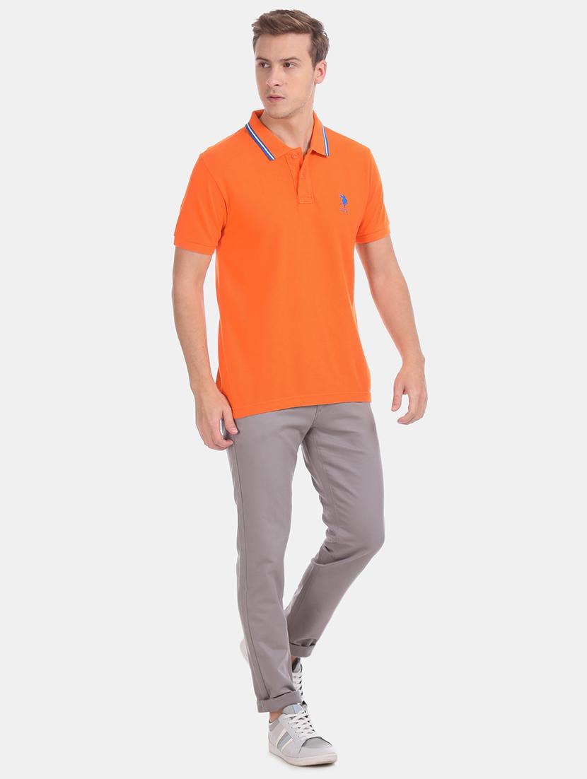 orange solid polo t-shirt - 17632036 - Zoom Image - 4