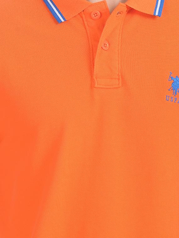 orange solid polo t-shirt - 17632036 - Zoom Image - 5