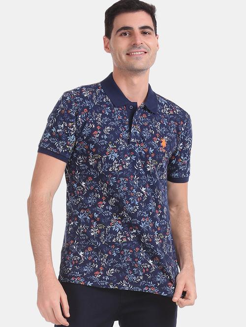 blue floral polo t-shirt - 17632041 - Standard Image - 1