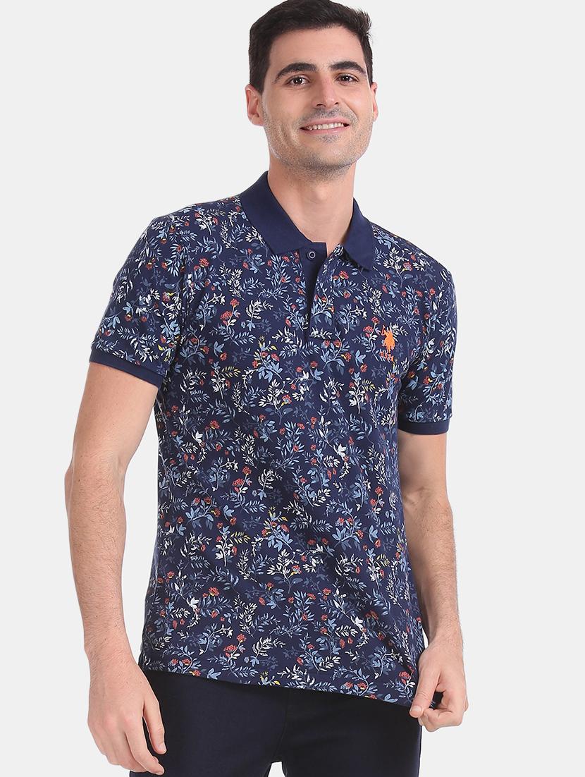 blue floral polo t-shirt - 17632041 - Zoom Image - 1